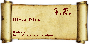 Hicke Rita névjegykártya